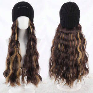 วิกผมยาวหยิกแบบเฟนเดียน พร้อมผมหน้าม้าปัดข้าง ขนาด 22 นิ้ว หมวกไหมพรมถัก สีขาว สไตล์ไม่ต้องใช้กาว ผมสังเคราะห์คาเนคาลอน - Product Image 3