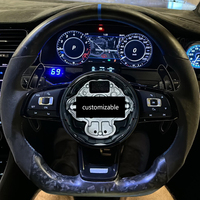 Volant personnalisé en carbone forgé bleu avec LED pour VW Golf R MK7.5 MK8 R-Line GTE, amélioration de l'intérieur de la voiture, transformation du volant ancien en nouveau.