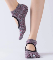 Chaussettes de yoga antidérapantes personnalisables avec logo, chaussettes de sport à compression, chaussettes à cinq doigts pour femmes