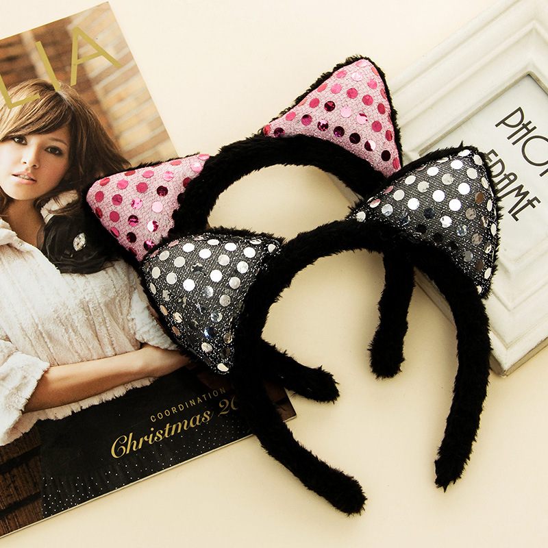 In Stock Wholesale Cotton Cat Ear Headband Japanese & Korean Style Stereo Animal Ear Muffs for Festivals