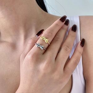 Dylam Fashion 18K Gold Plated <b>Silver</b> Open <b>Ring</b> Bow Promise <b>Ring</b> Cocktail Multi <b>Eternity</b> Engagement Wedding Band <b>Ring</b> for Women - Product Image 2