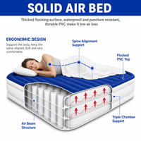 Matelas Gonflable Triple avec Pompe AC Intégrée, PVC Floqué, Rehaussé 40cm, Portable pour Maison, Camping, Hôtel, OEM