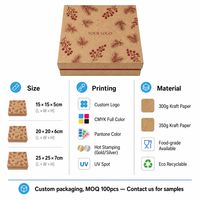 Boîte en papier kraft à motif personnalisé, couvercle rabattable, imprimé botanique de baies, carton mat de haute qualité, carton cadeau pour les cadeaux de fête