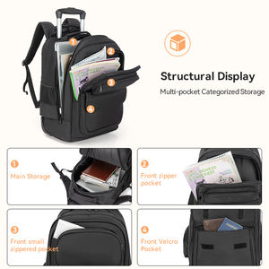 <span class=keywords><strong>Sac</strong></span> <span class=keywords><strong>à</strong></span> <span class=keywords><strong>dos</strong></span> <span class=keywords><strong>à</strong></span> roulettes pour ordinateur portable <span class=keywords><strong>avec</strong></span> compartiment pour ordinateur portable, fermeture éclair imperméable en Oxford 1680D, idéal pour les voyages d'affaires, le travail, les collègues et les étudiants - Product Image 2