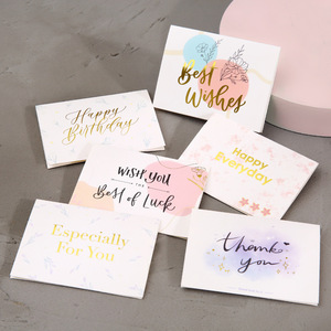 50pcs/bag wholesale 7*9.5cm pink gold stamping thank you cards for support my small business greeting gift box decoration