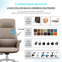 Fauteuil de Direction en Cuir à Dossier Haut, Minimaliste, avec Accoudoirs Ailés, Mécanisme Dissimulé, pour un Espace de Travail Ergonomique