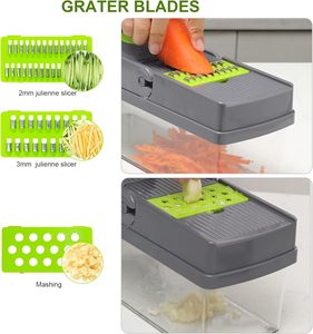 ABS Multipurpose 16 In1 Easy to Clean Stainless Steel Blades <b>Vegetable</b> Cutter Dicing Kitchen Tool Slicers - Product Image 4