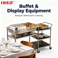 Matériel de restauration pour hôtels et restaurants : Station de buffet, ustensiles de cuisson, réchaud, distributeur de boissons, plateau et ustensiles, service de vaisselle