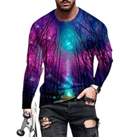 T-shirt à manches longues pour homme, col rond, motif toile d'araignée imprimé en 3D, costume d'Halloween, coupe classique, tricoté, 100% polyester, 2025