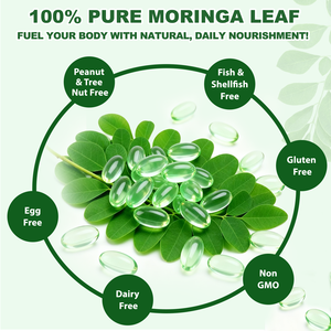 Compléments alimentaires naturels de superaliments verts de marque privée Acentiallabs, extrait de feuilles de Moringa en capsules molles pour la santé de la peau et de l'intestin - Product Image 2