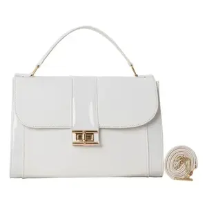 Bolso de Mano para Mujer Fana Clara M3859, Blanco, de Cuero Patentado, con Cierre de Giro, para Bodas - Product Image 1