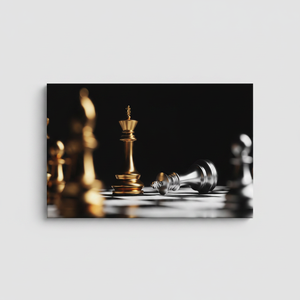 Golden Chess King Victory: Modern Strategy Printed Canvas Wall Art,<b>WRAPPED</b> CANVAS - Product Image 2