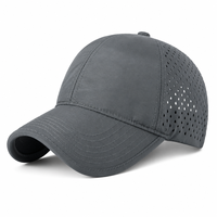 Casquettes de baseball personnalisées en nylon vierges à 6 panneaux, imperméables, avec boucle coulissante, dos extensible en maille perforée au laser