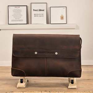 Bolso de mano de cuero Crazy Horse Vintage para iPad de 7,9 pulgadas, bolso de mano de lujo con múltiples compartimentos para hombre, poliéster de gran capacidad - Product Image 3