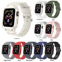 Bracelet de montre Upro Integrated Armor Case pour Apple Watch Series 9 8 7 6 5 4 3, bracelet en silicone TPU antichoc avec boucle