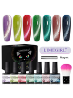Ensemble de vernis à ongles gel œil de chat 7 couleurs avec aimant, vernis à ongles gel œil de chat 9D, couleurs holographiques classiques, paillettes galaxie pour salon de manucure