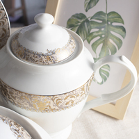 Or Ensembles De Dîner En Céramique De Luxe 72 Pièces Ensembles de Dîner En Porcelaine pour Mariage