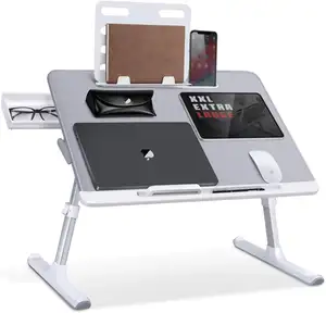 Xgear Ergonomic Home Office PC Bed Table Adjustable Laptop Stand Folding Notebook Table Portable Leather Laptop Desk