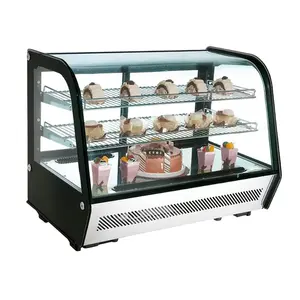 高品质电动台面蛋糕冷藏展示柜160升弯曲蛋糕冰箱展示柜