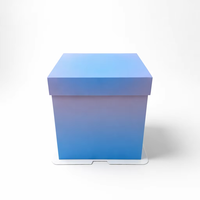 Venta Directa de Fábrica, Caja para Pastel de Cartón Blanco Degradado de 19.5*19.5*17.5cm, Caja Cuadrada para Pastelería con Ventana en Forma de Corazón para Postres de Cumpleaños