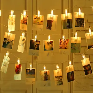 Chaîne de lumière à LED sous forme de corde, support lumineux, féerique, pour suspendre des Photos, des cartes mémoire, blanc chaud, décoration, RGB