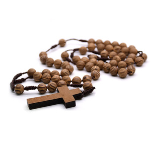 Retro Wooden <b>Rosary</b> Beads Cross Necklace Handmade Prayer Beads For Religious Use Yiwu Origin - Product Image 5