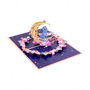 Carte de vœux 3D créative pour la Saint-Valentin, en forme de lune, sculptée à la main en papier, pour couple - Product Image 3