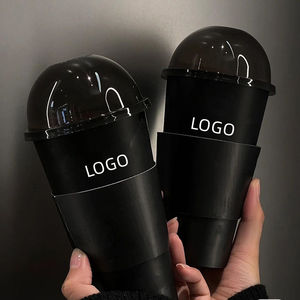New design 520/700ml 90mm disposable black plastic cup with lids hard PP custom plastic cup for boba milktea juice
