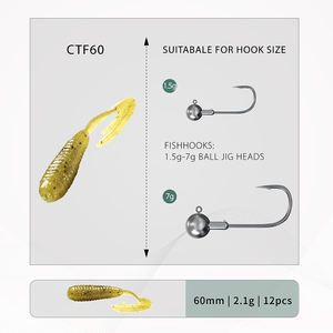 Leurre souple en silicone Curly Kicker Tail, emballage personnalisé, stock, inventaire d'usine, appâts de pêche souples en PVC CTF60 - Product Image 2