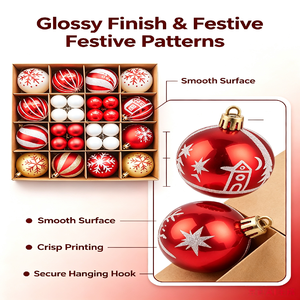 Adornos de bolas navideñas, pintura delicada, decoración brillante, decoraciones colgantes para árboles Xmans, bolas colgantes de Año Nuevo - Product Image 4