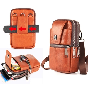 Vente en gros Nouveau Trenas KUNQITIAN Sac de taille pour <span class=keywords><strong>téléphone</strong></span> portable <span class=keywords><strong>Ceinture</strong></span> Étui en cuir avec bandoulière - Product Image 2