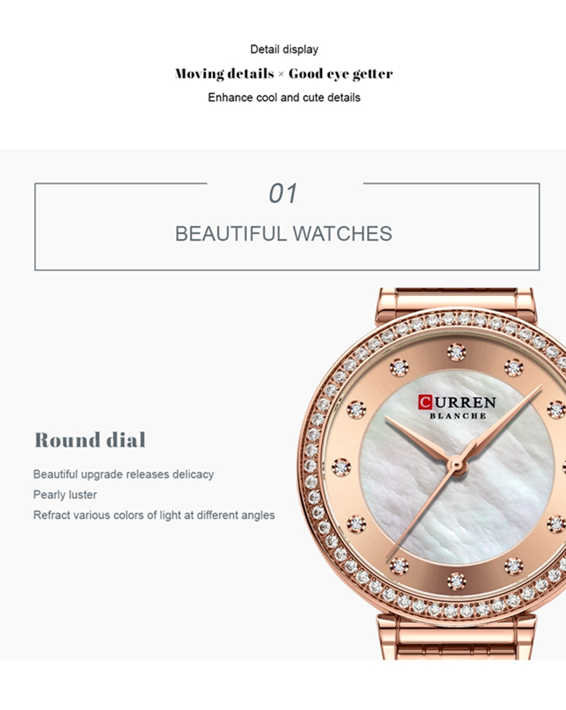 CURREN-montre à Quartz pour femme, Bracelet en diamant, étanche, en acier inoxydable