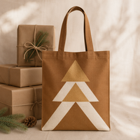 Sac en toile de Noël en coton lavable pour articles saisonniers, idéal pour les commandes en gros, avec un stock important et un design festif personnalisé