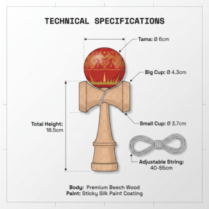 Teen Physical Fitness Wooden Kendama Red Gold Pattern <b>Rubber</b> <b>Paint</b> Skill Toy Active Street Play Hand Eye Coordination Gift - Product Image 4