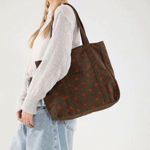 Lady's Fashion Corduroy Canvas Handbag with Single Strap Cotton Lining & <b>Zip</b> Closure Cartoon Pattern Leisure <b>Tote</b> Bag - Product Image 5