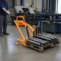 Chariot élévateur électrique portable à bras courbé pour la manutention de seaux d'huile, capacité 500 kg, batterie plomb-acide, petit chariot hydraulique manuel