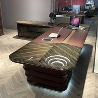 Ensemble de bureau et chaise de direction en forme de L, moderne, modulaire, de luxe, avec des caractéristiques écologiques en bois, garantie de 5 ans