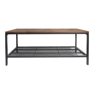 Table basse en bois avec structure métallique et étagère inférieure pour salon et chambre - Product Image 5