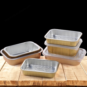 กล่องอาหารกลางวันแบบใช้แล้วทิ้งกล่องอลูมิเนียมฟอยล์ทรงสี่เหลี่ยมสำหรับใส่อาหารและอบบาร์บีคิวแบบ RE3G - Product Image 2