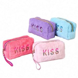 Sac de Rangement Cosmétique en Peluche Tendance pour Voyage, Trousse de Toilette et Maquillage pour Femmes et Filles, Mignon Sac de Rangement en Peluche pour Rouge à Lèvres - Product Image 1