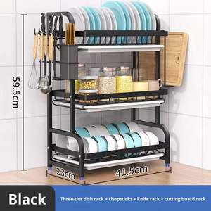 Étagère à vaisselle multi-niveaux en métal pour comptoir, durable, accessoires de cuisine, rangement pour vaisselle, bols, organisateur d'évier - Product Image 6