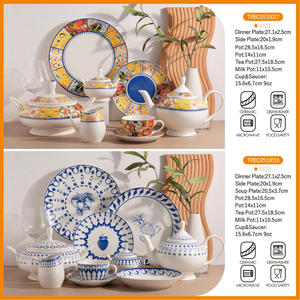 Service de table 48 pièces en porcelaine New Bone China, design fruits de style luxe bleu et blanc 2026, pour 8 personnes - Product Image 6