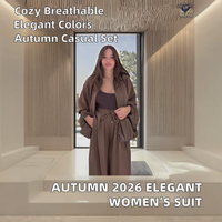 Ensemble long 2 pièces décontracté et élégant pour femme, nouvelle collection été 2026, couleur unie, col simple, confortable et tendance, vente en gros