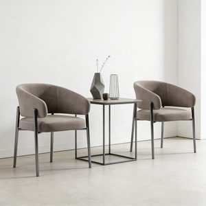 Sillón Moderno Nórdico con Respaldo Curvo Tapizado en Terciopelo y Estructura de Metal Negro para Sala de Estar, Dormitorio y Apartamento - Product Image 3