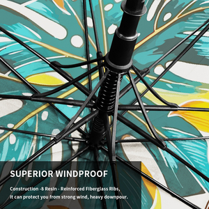 Parapluie de golf semi-automatique grand format 130 cm, style hawaïen, durable, résistant aux UV, avec impression intégrale et cadre résistant au vent. - Product Image 4