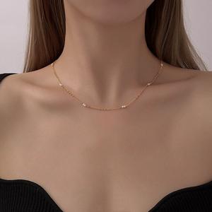 Collar de Plumas Esmeriladas Chapado en Oro de 18K sobre Plata de Ley S925, Cadenas de Moda Retro de Alta Gama, Cadena para Clavícula, Regalo Simple y Exquisito - Product Image 2