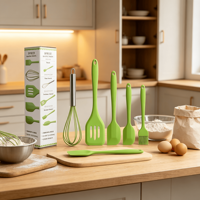 Ensemble d'ustensiles de cuisson en silicone de qualité supérieure, 5 pièces, spatule, fouet et pinceau antiadhésifs, sans BPA, résistants à la chaleur, parfaits pour la pâtisserie et la cuisine.