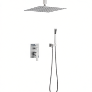 Conjunto de Ducha de Lluvia, Cuadrado de 12 Pulgadas, Acero Inoxidable, Montado en la Pared, Diseño Moderno para Baño - Product Image 1