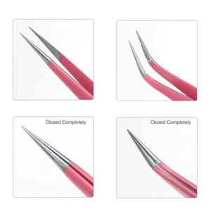Pince à épiler pour extensions de cils Pinky Leem, logo personnalisé, acier inoxydable de qualité supérieure, professionnelle, entièrement articulée à 45, 75 et 90 degrés - Product Image 5