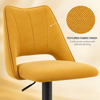 Tabourets de comptoir confortables avec revêtement en tissu orange et assise en mousse, design nordique créatif et simple, pivotants en acier inoxydable